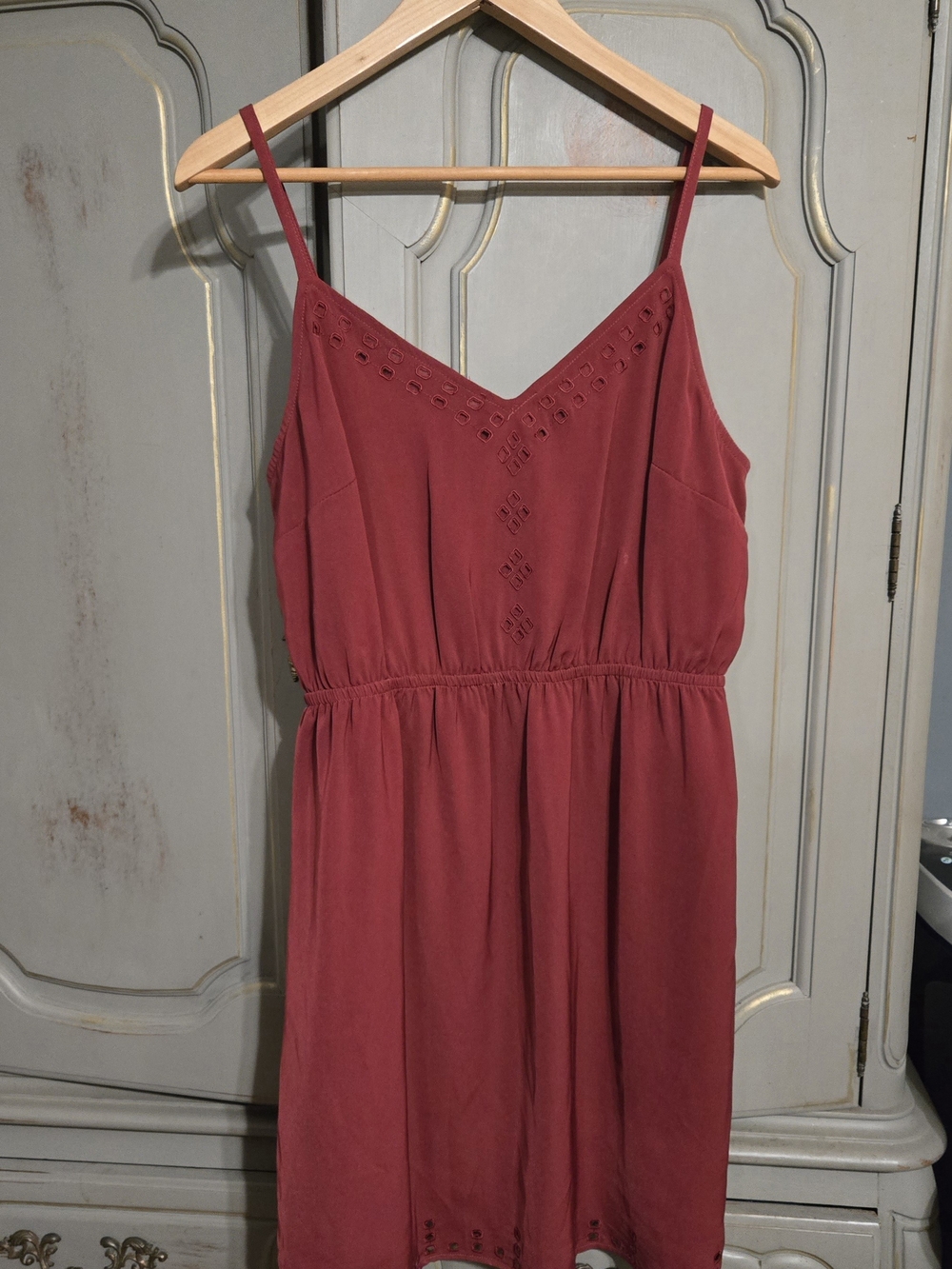 Market & Spruce Dusty Rose Eyelet-Trim Mini Sundress